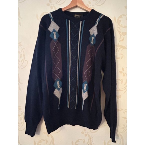 Men's Large Scotland Balmore 100% Pure Cashmere Braided Sweater - Picture 3 of 4